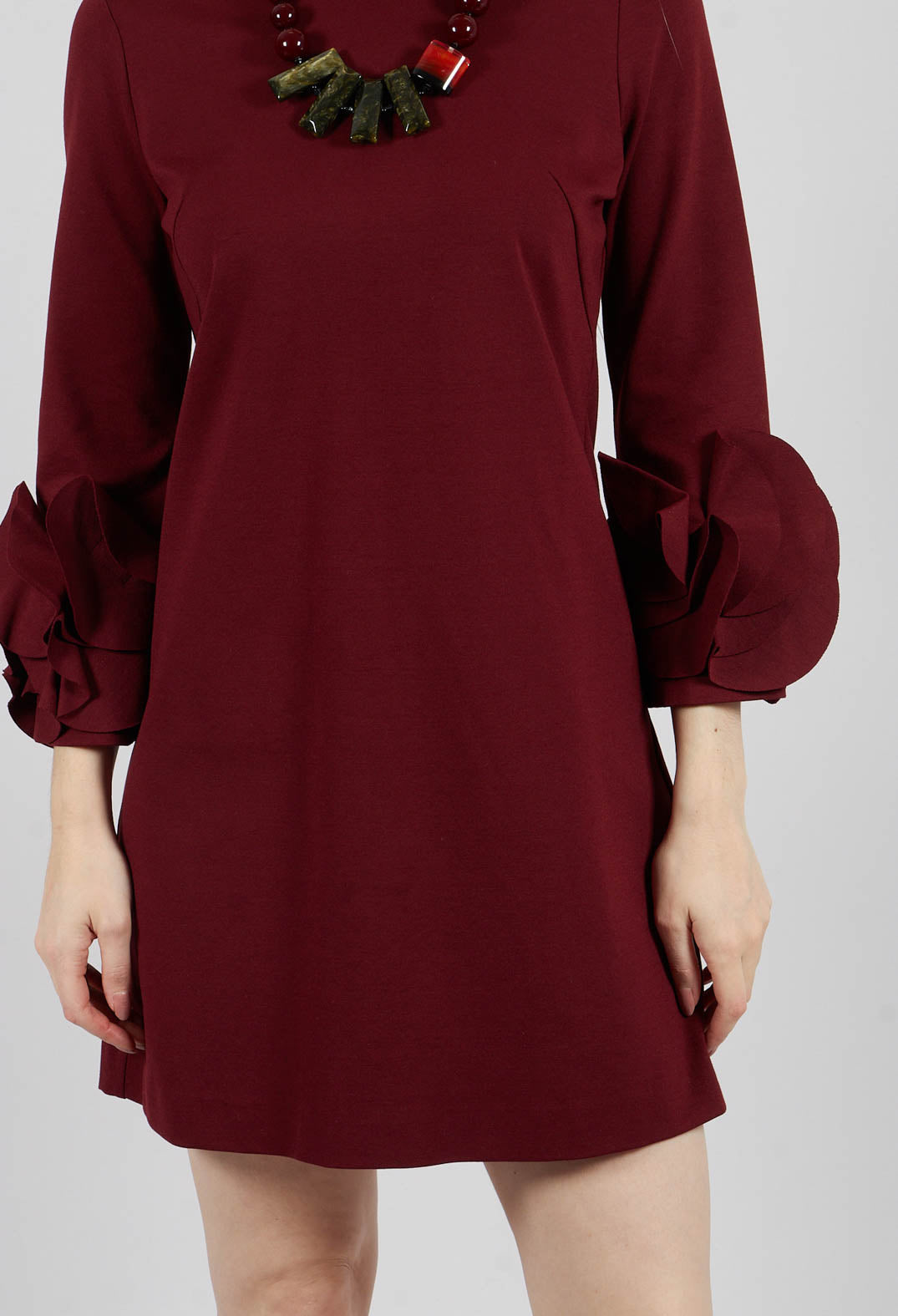 Tunic Dress with Embellished Sleeves in Rumba