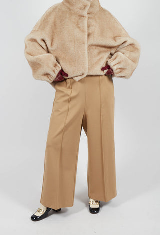 Jersey Wide Leg Trousers in Camel
