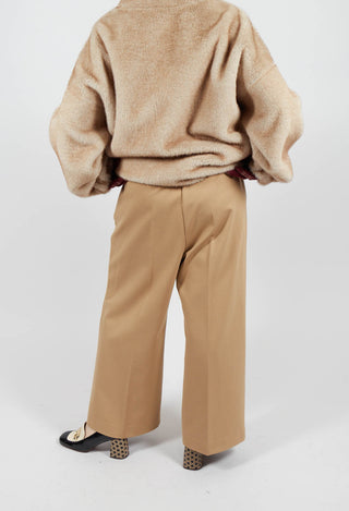 Jersey Wide Leg Trousers in Camel