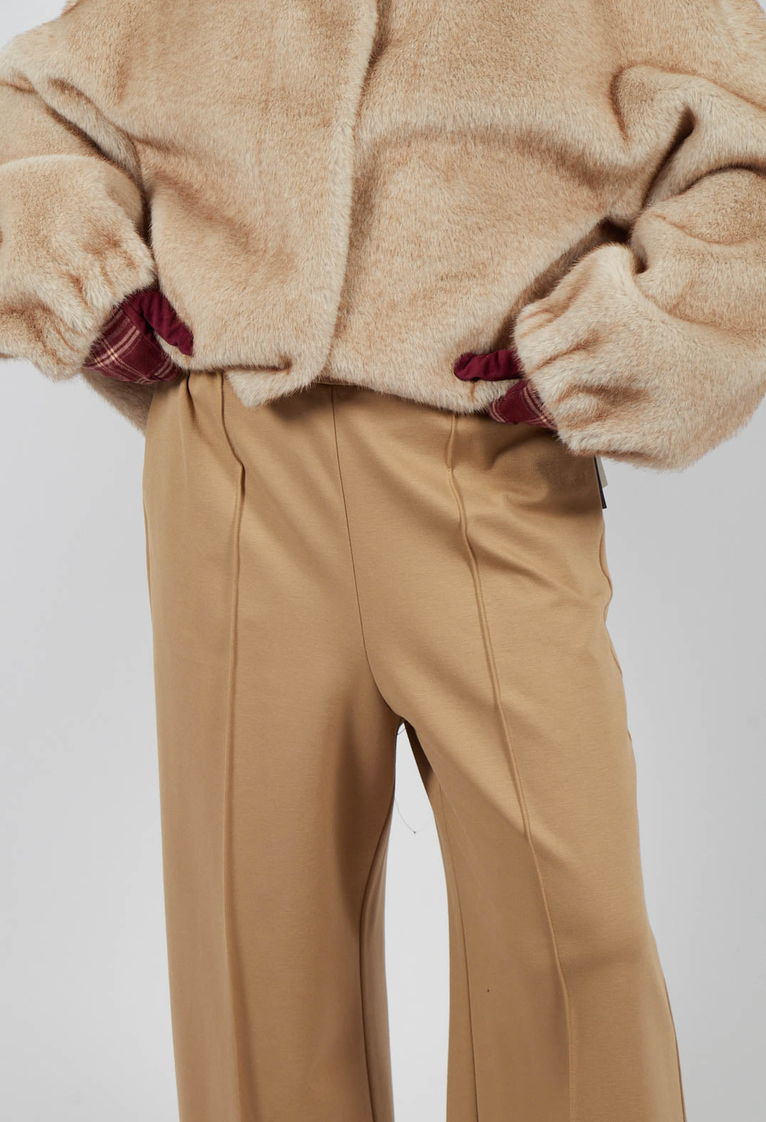 Jersey Wide Leg Trousers in Camel