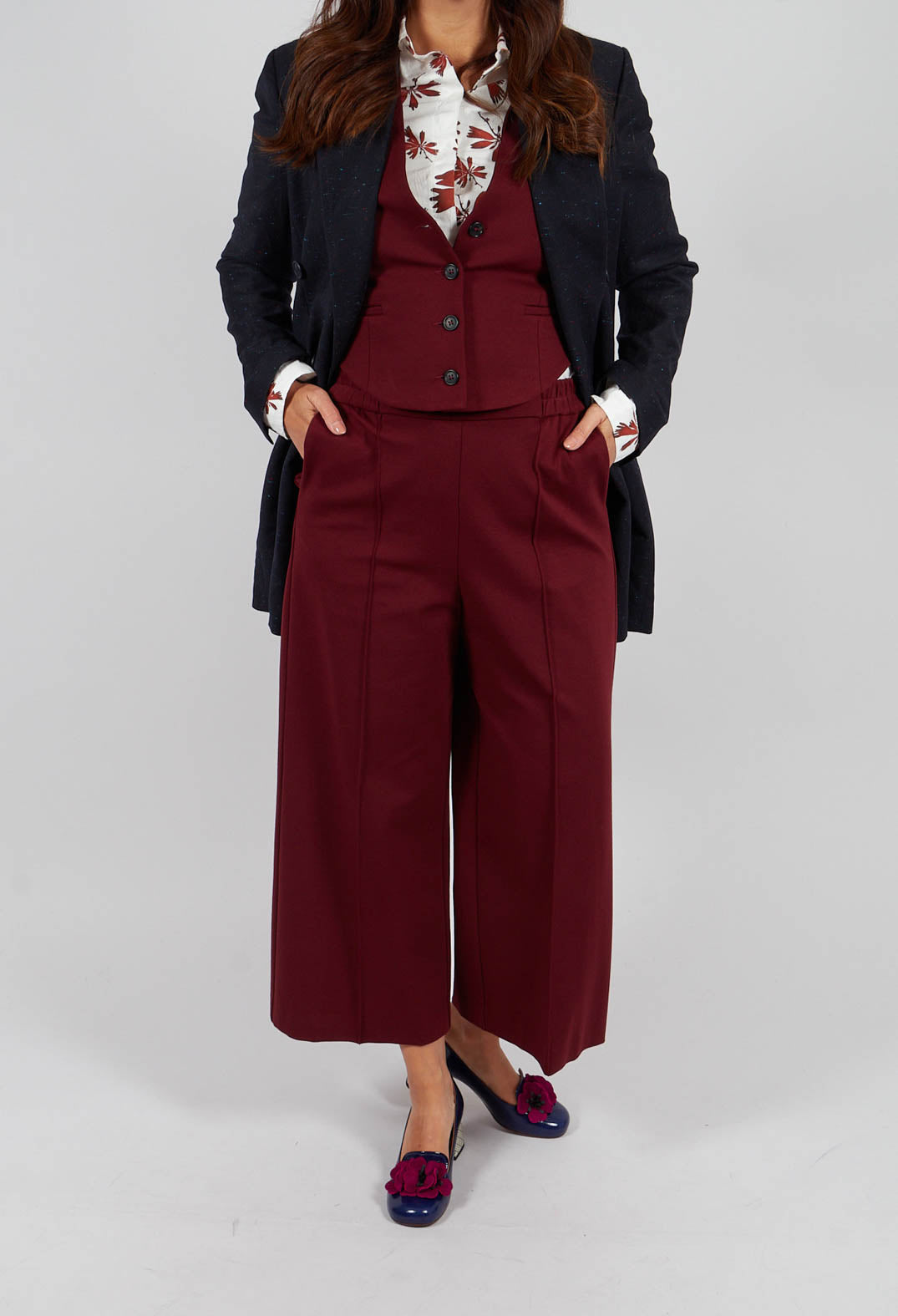 Jersey Wide Leg Trousers in Rumba