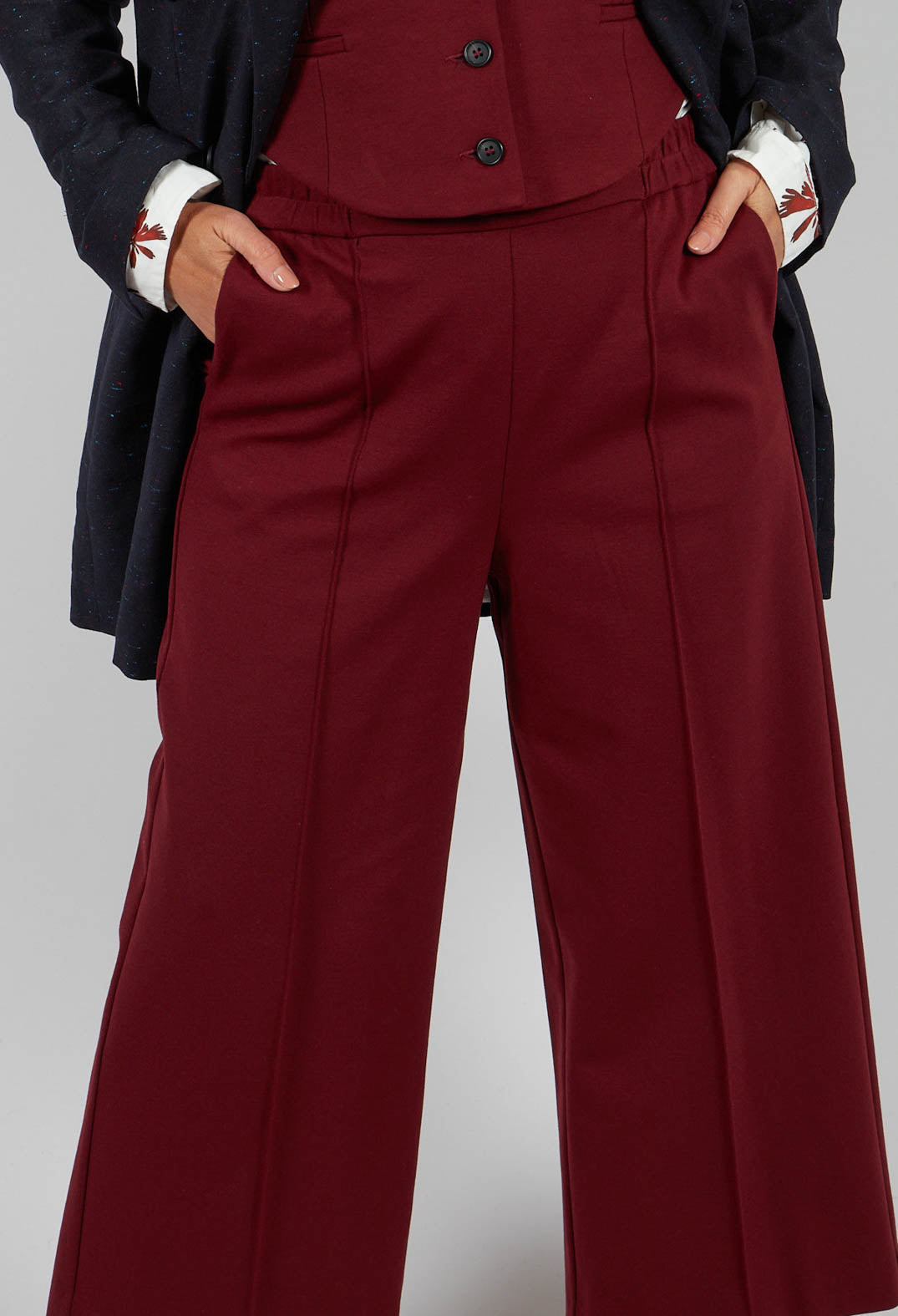 Jersey Wide Leg Trousers in Rumba