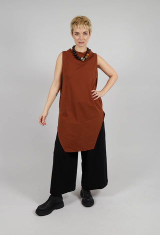 Sleeveless Top with Side Slits in Burnt Orange