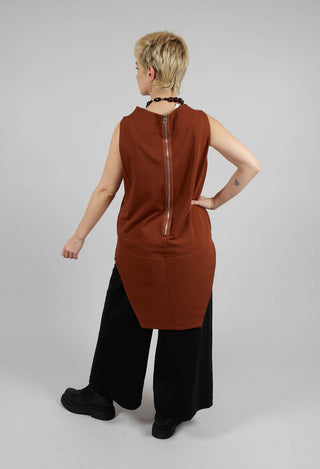 Sleeveless Top with Side Slits in Burnt Orange