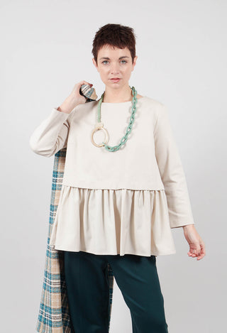 Jersey Top with Peplum Hem in Sandshell