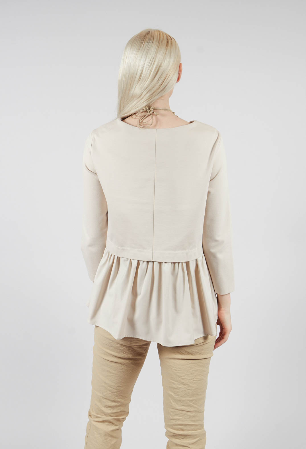 Jersey Top with Peplum Hem in Sandshell