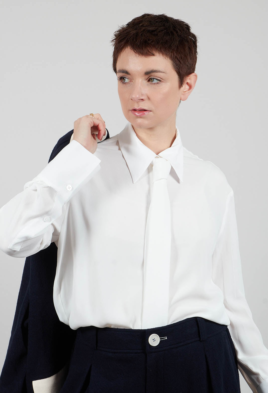 Shirt with Tie in Latte