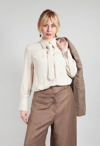 Shirt with Tie in Sandshell