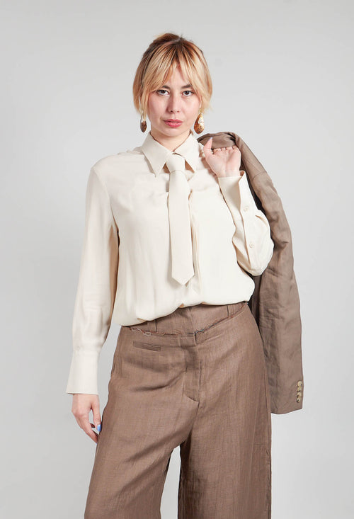 Shirt with Tie in Sandshell