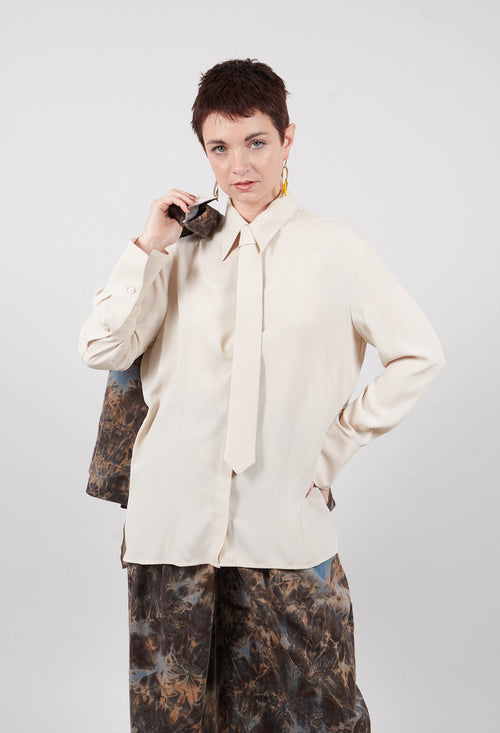 Shirt with Tie in Sandshell