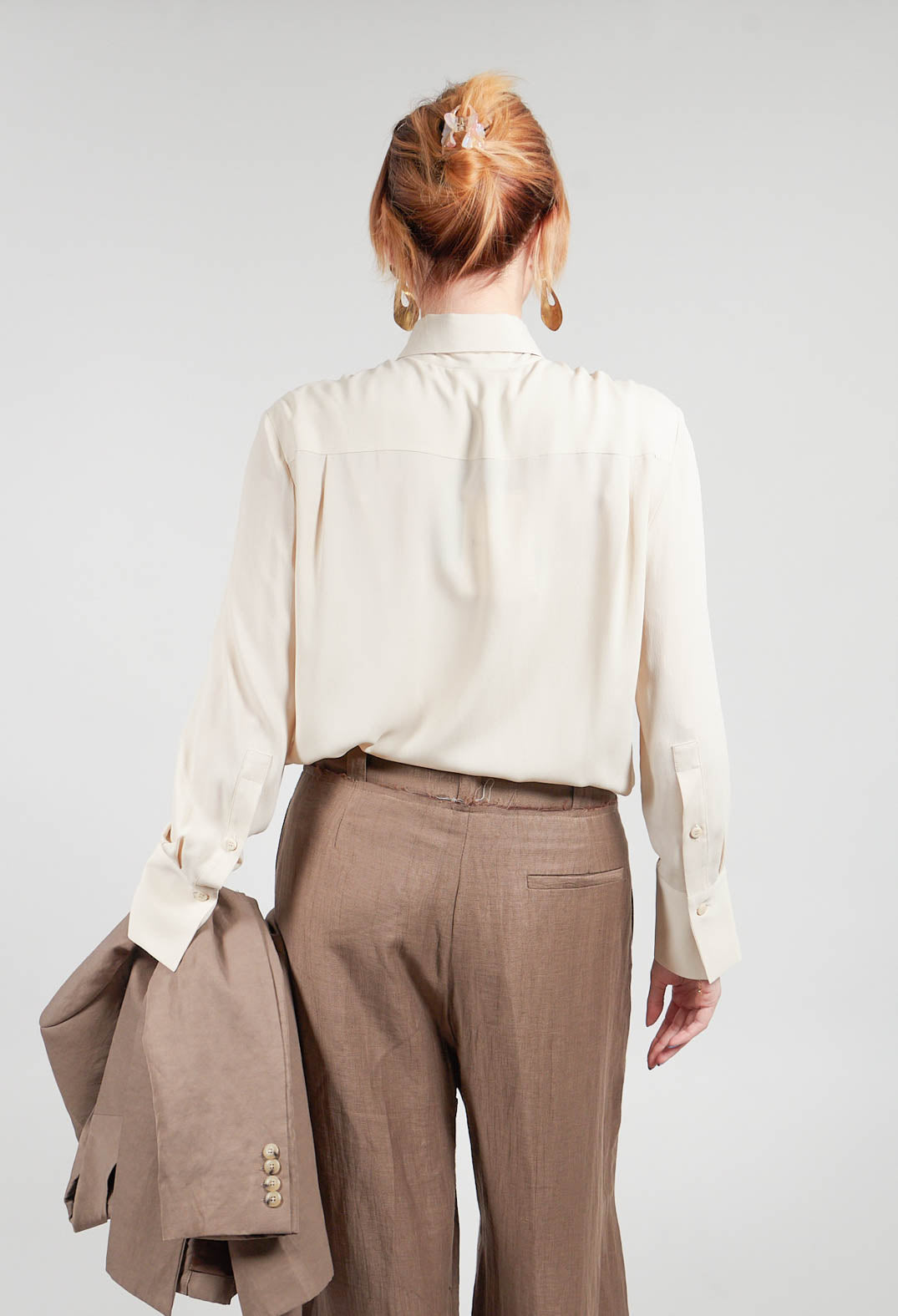 Shirt with Tie in Sandshell