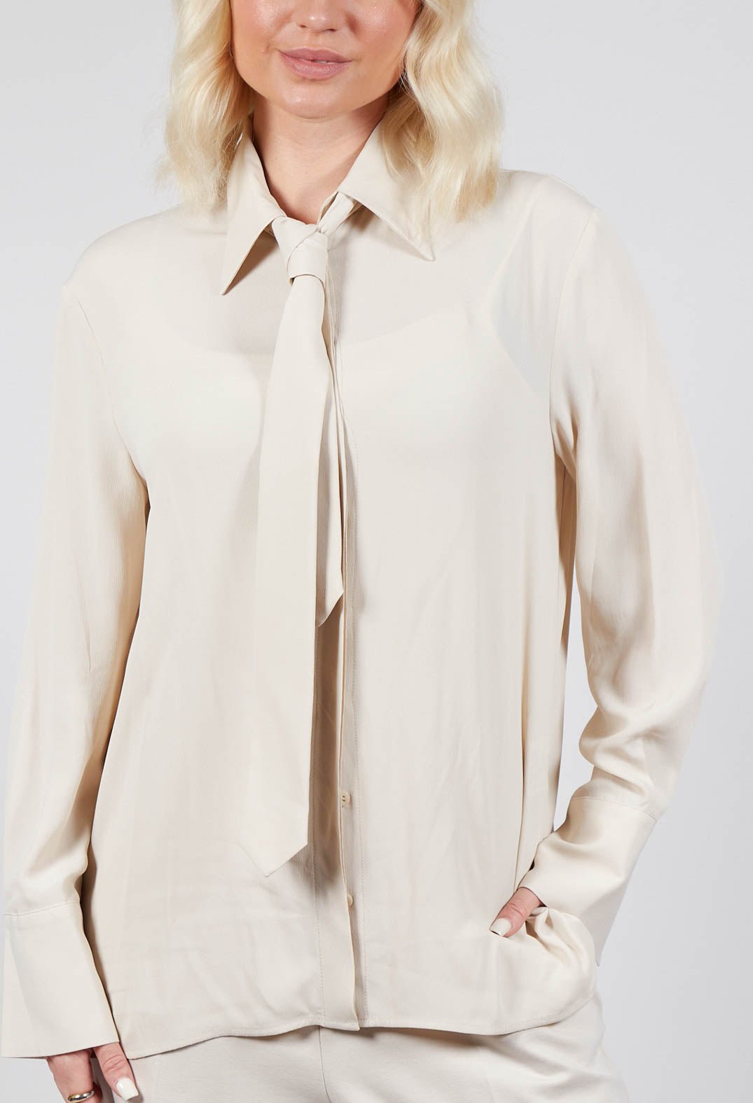 Shirt with Tie in Sandshell