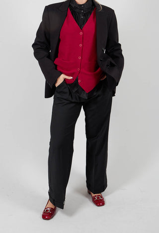 Straight Leg Trousers with Feature Hems in Nero