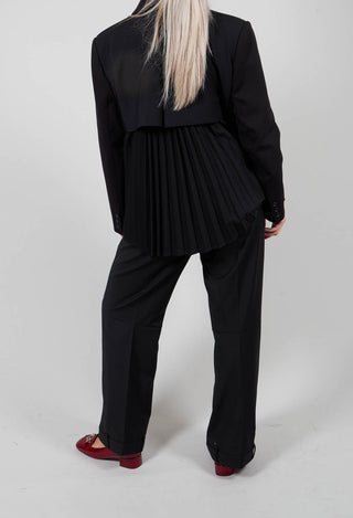Straight Leg Trousers with Feature Hems in Nero