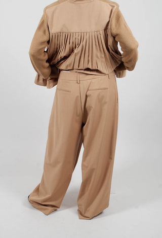 Wide Leg Tailored Trousers in Camel and Off White