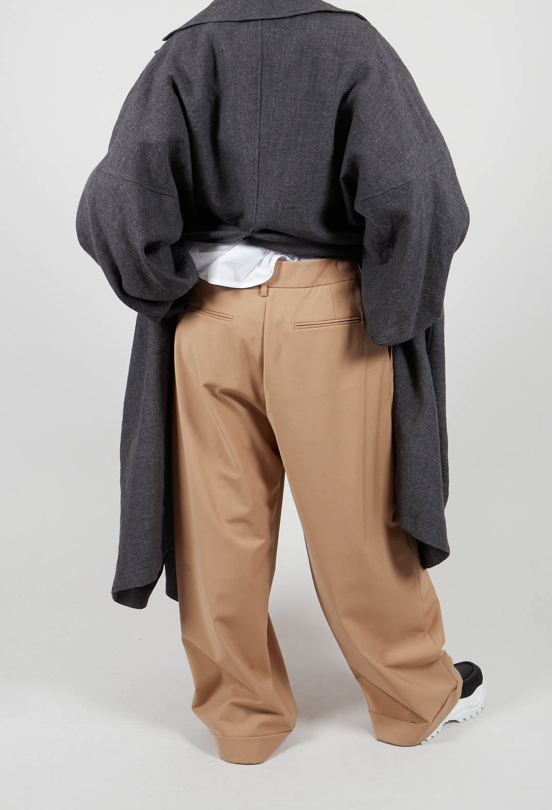 Wide Leg Tailored Trousers in Camel and Off White