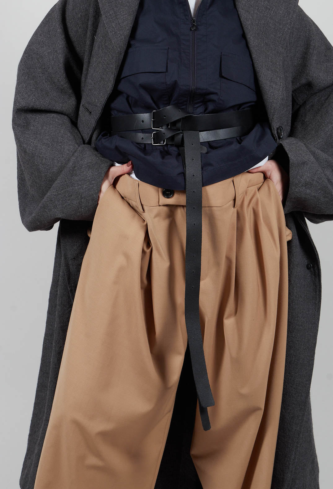 Wide Leg Tailored Trousers in Camel and Off White