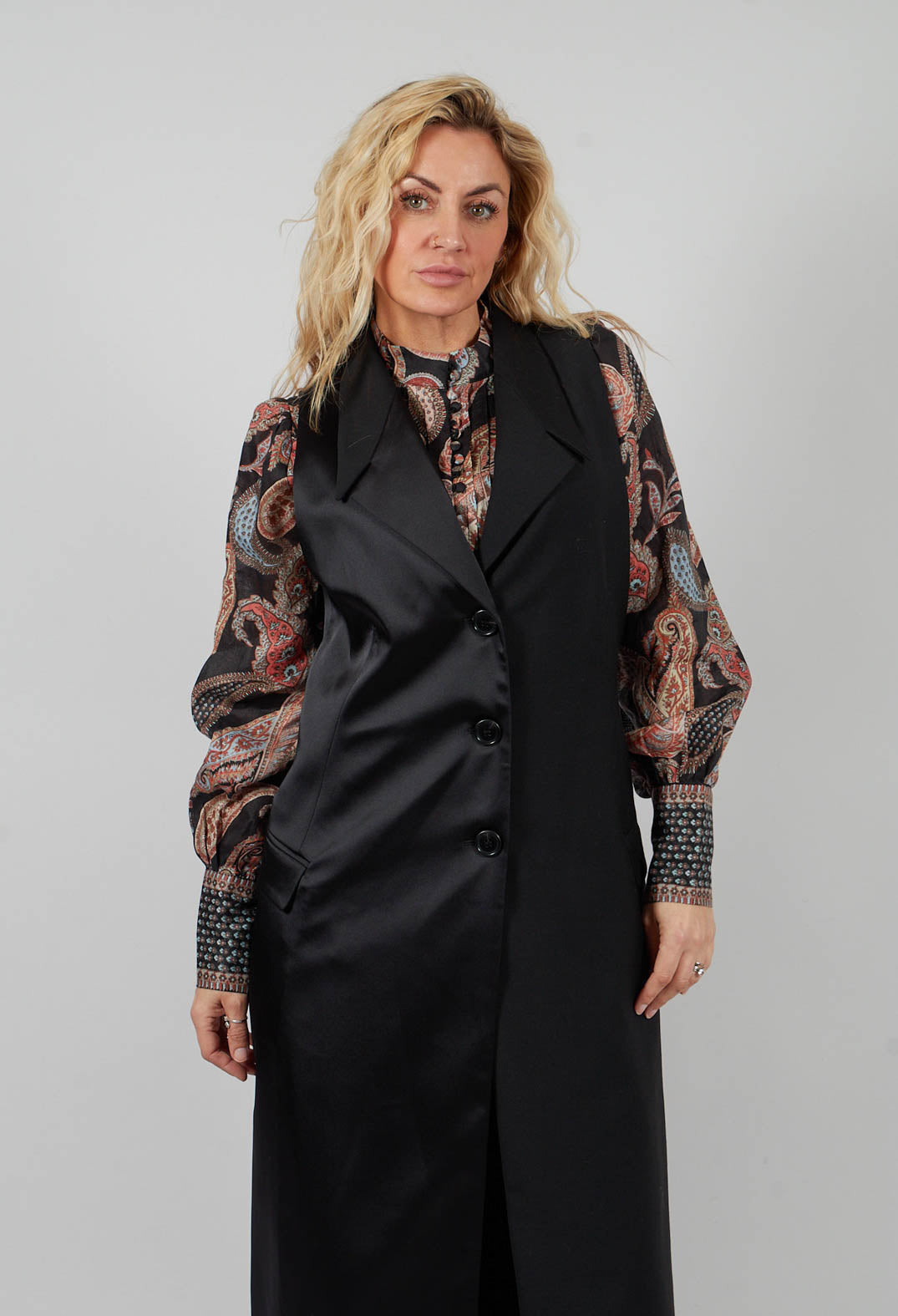Longline Waistcoat in Nero
