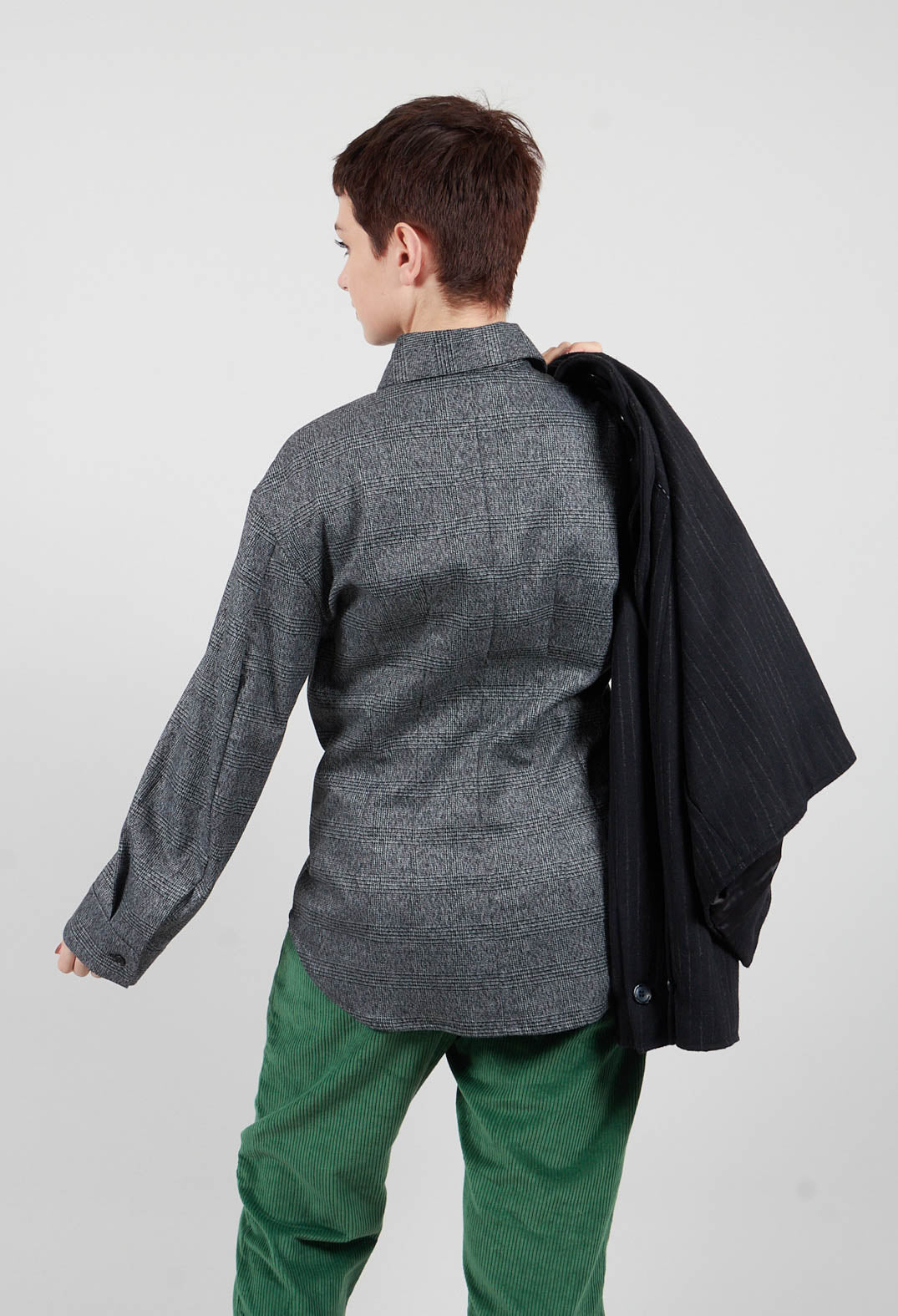 Longline Check Shirt in Scozz Nero