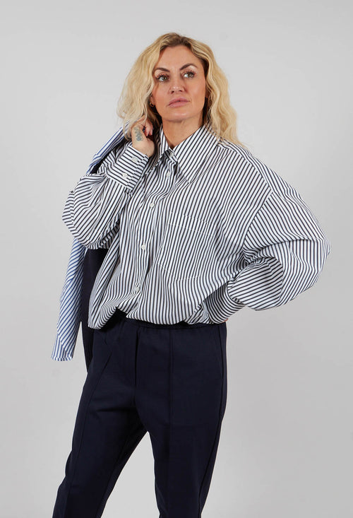 Striped Shirt in Off White and Antacite