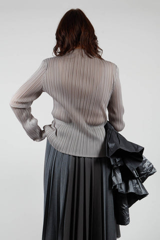 Plisse Longsleeve Top in Perla