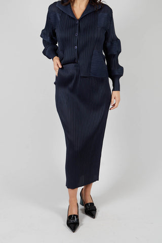 Plisse Pencil Skirt in Blue Nights