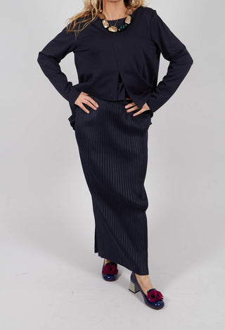 Plisse Pencil Skirt in Blue Nights