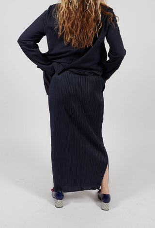 Plisse Pencil Skirt in Blue Nights