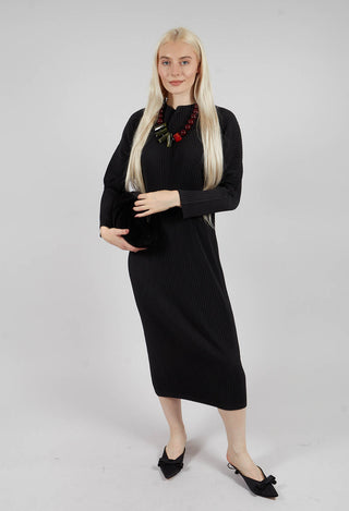 Ribbed Midaxi Dress in Nero