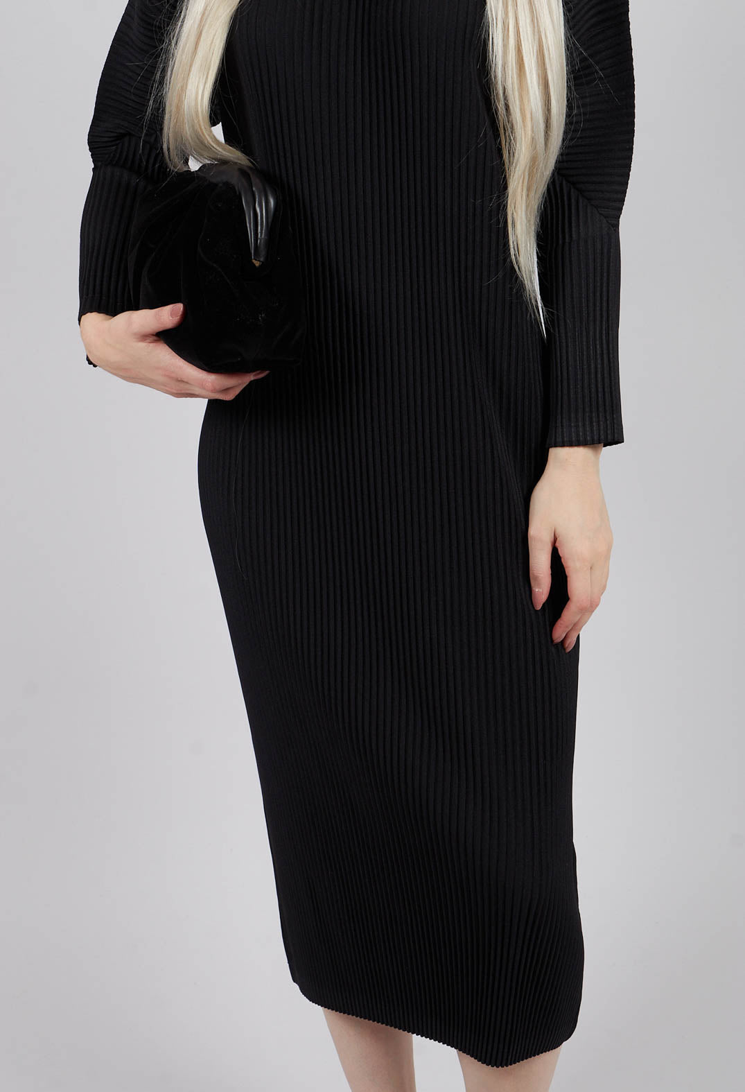 Ribbed Midaxi Dress in Nero