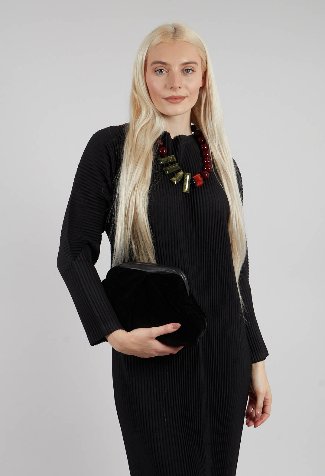 Ribbed Midaxi Dress in Nero