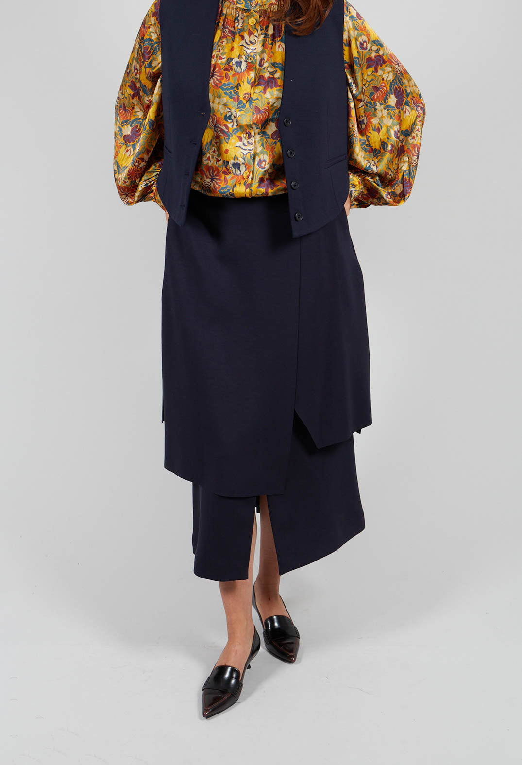 Layered Scuba Skirt in Blue Nights