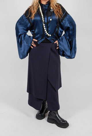 Layered Scuba Skirt in Blue Nights