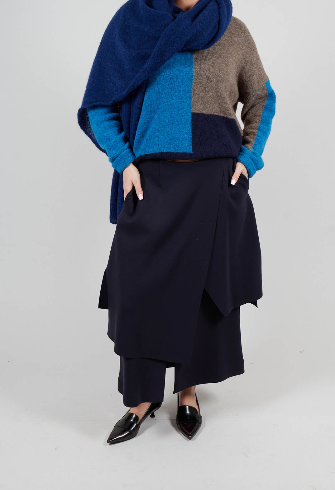 Layered Scuba Skirt in Blue Nights