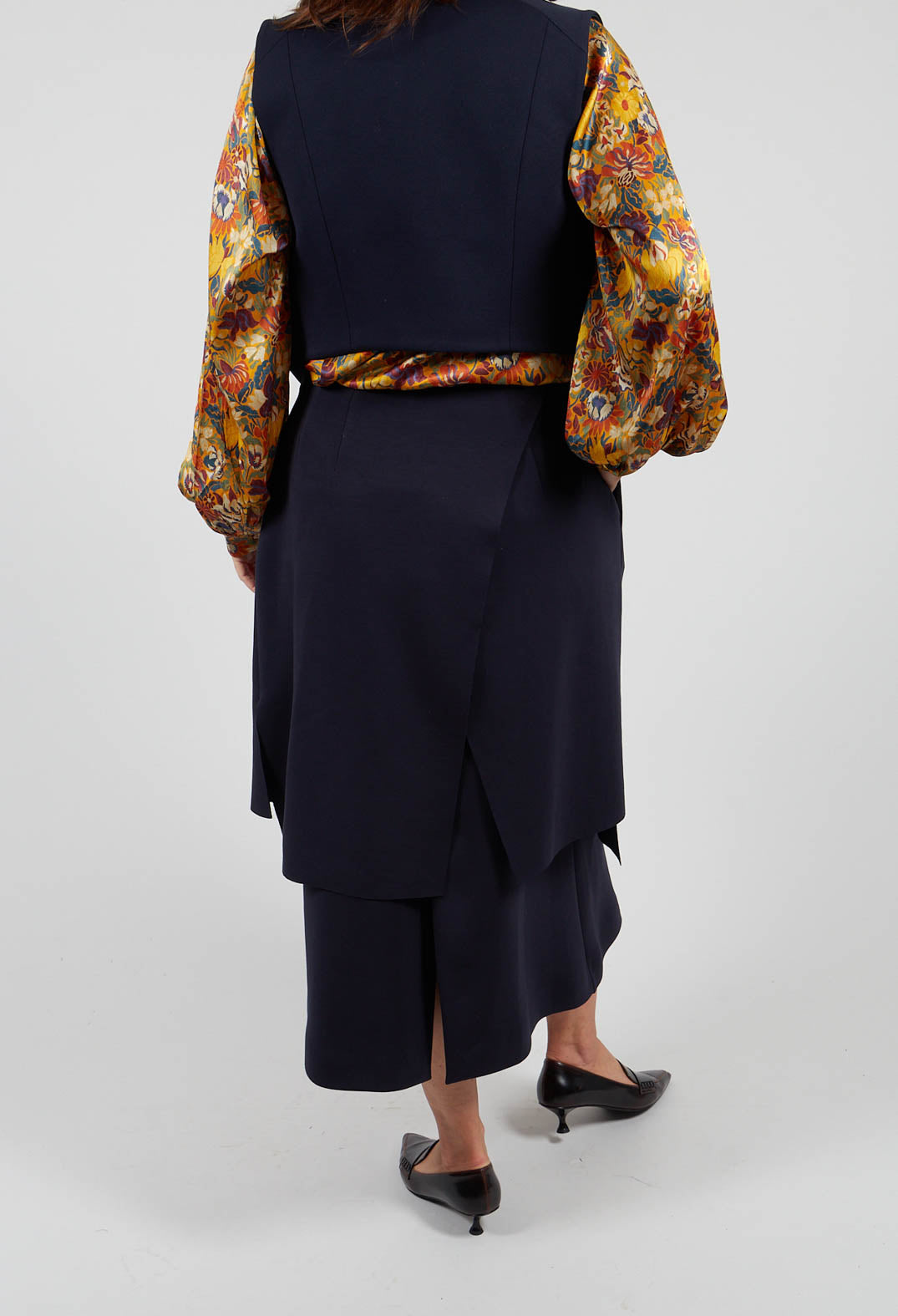 Layered Scuba Skirt in Blue Nights