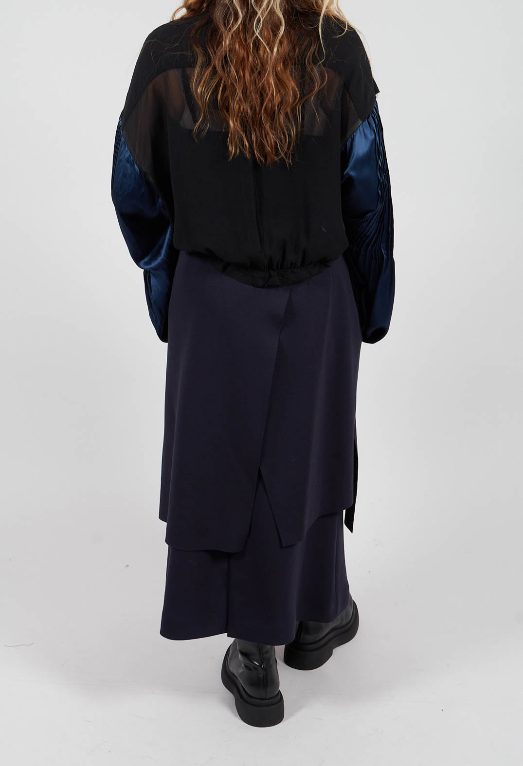 Layered Scuba Skirt in Blue Nights