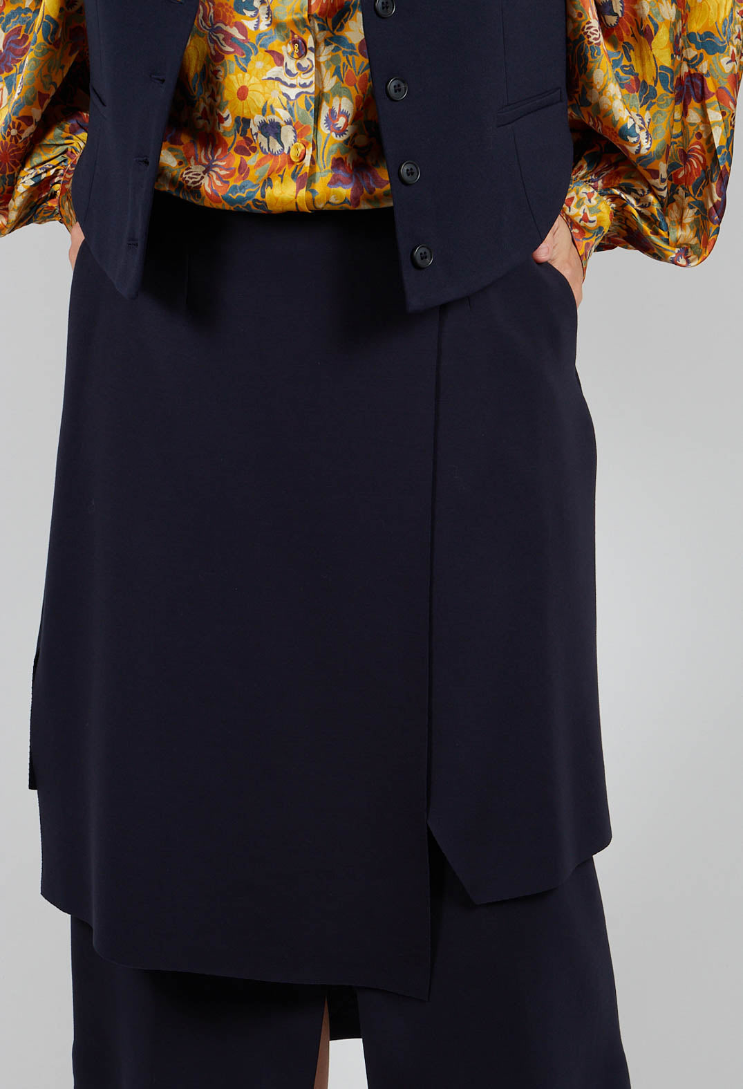 Layered Scuba Skirt in Blue Nights