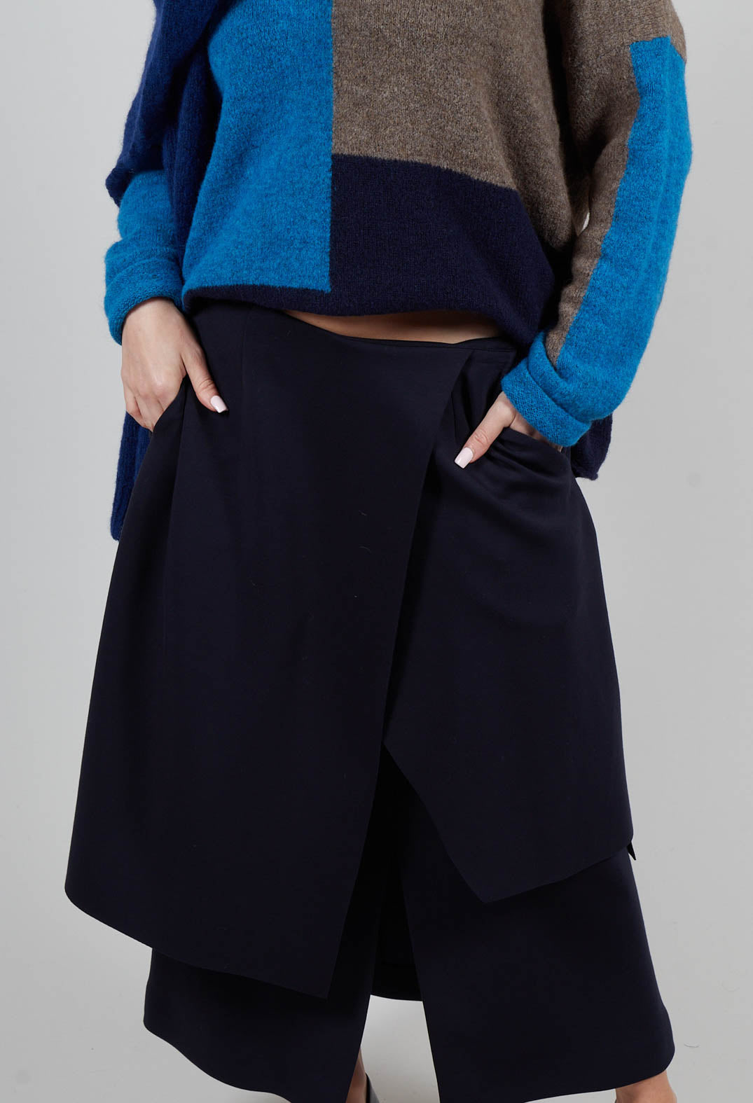 Layered Scuba Skirt in Blue Nights