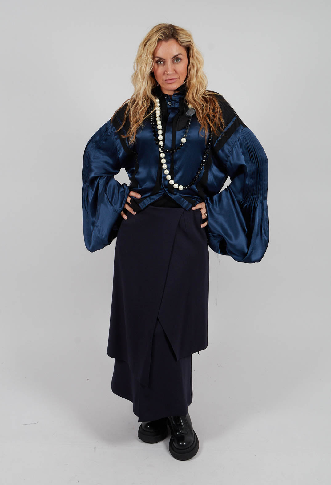 Layered Scuba Skirt in Blue Nights