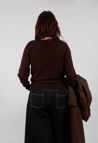 Crew Neck Jumper with Tie Neck in Java