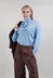 Crew Neck Jumper with Tie Neck in Breeze