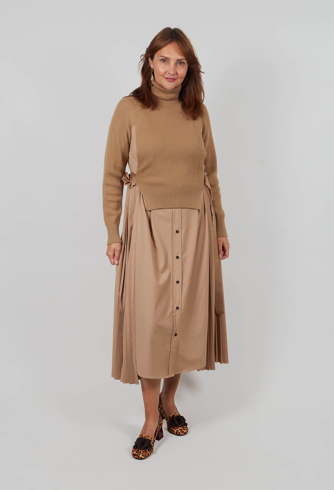 Dual Jumper Shirt Dress in Camel