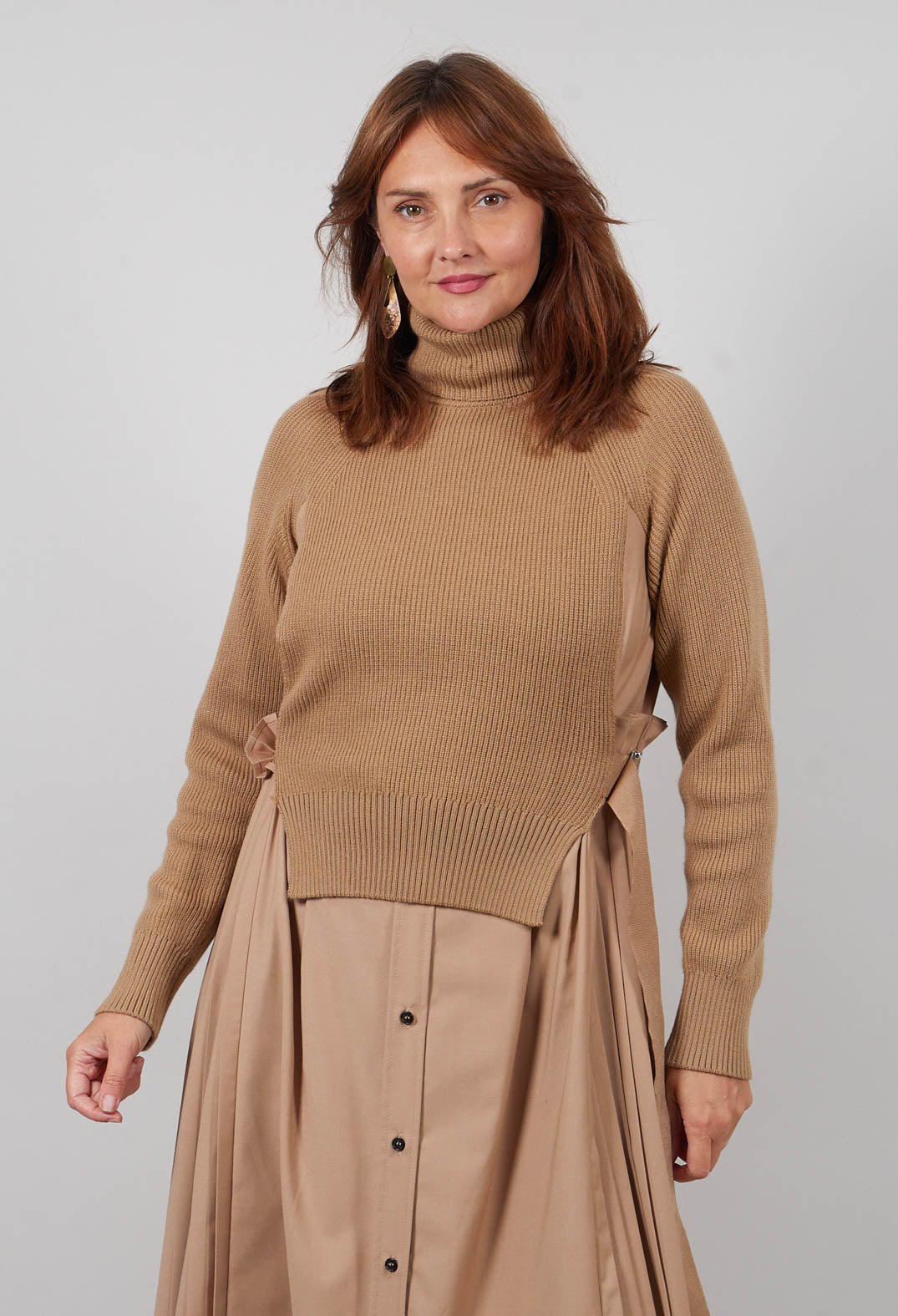 Dual Jumper Shirt Dress in Camel