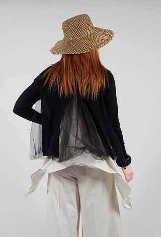 Mesh Insert Cardigan in Nero