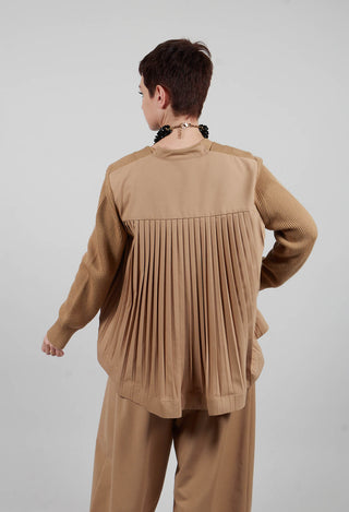 Back Pleated Cardigan in Camel