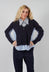 Panelled Stripe Shirt in Dark Navy and Off White