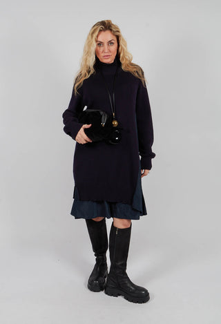 Panelled Sweater Dress in Dark Navy