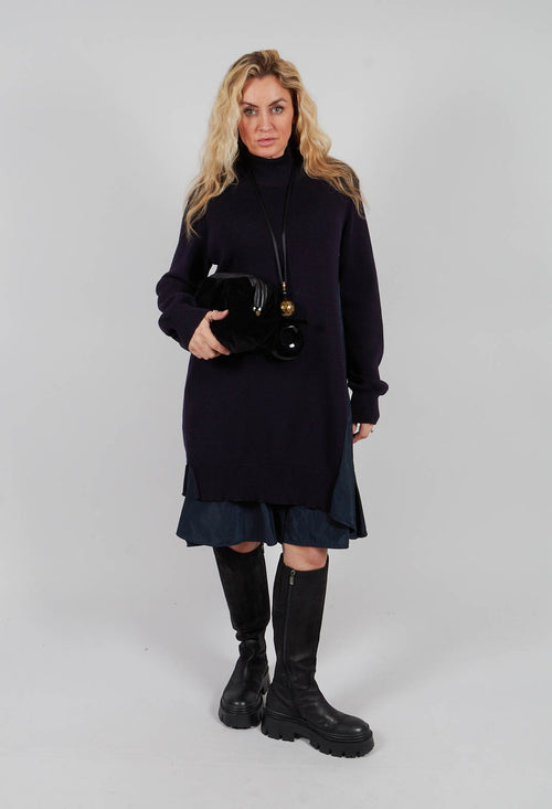 Panelled Sweater Dress in Dark Navy