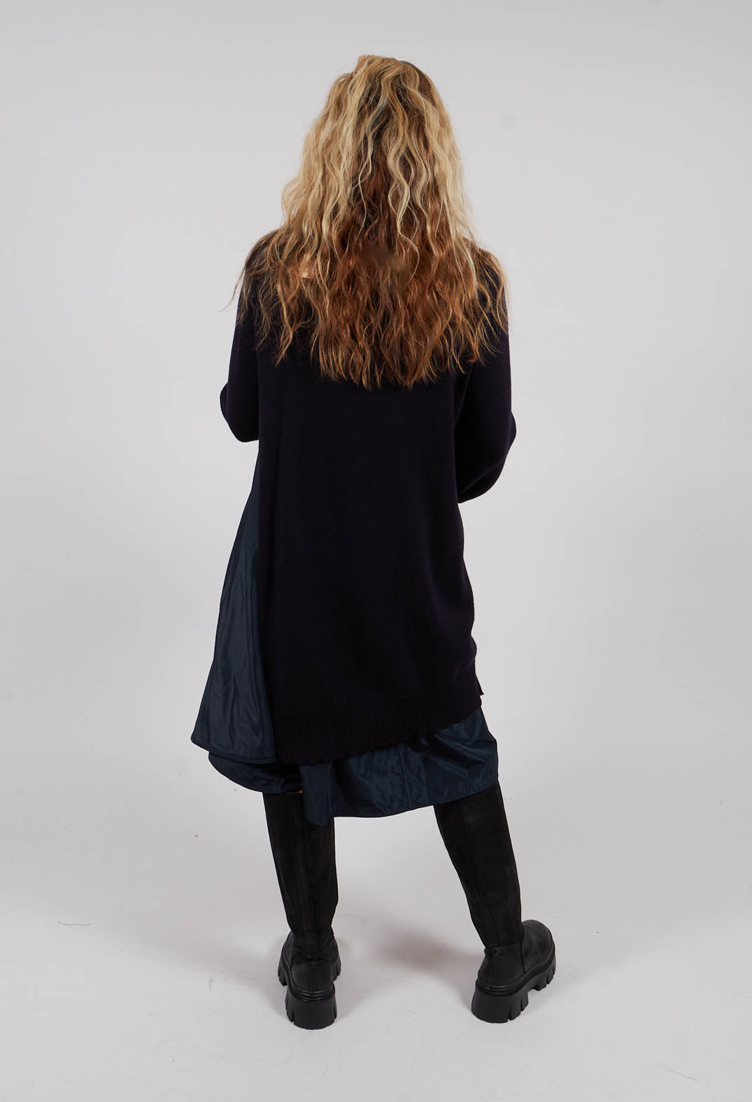 Panelled Sweater Dress in Dark Navy