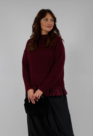 Knitted Jumper with Frill Hem in Rumba